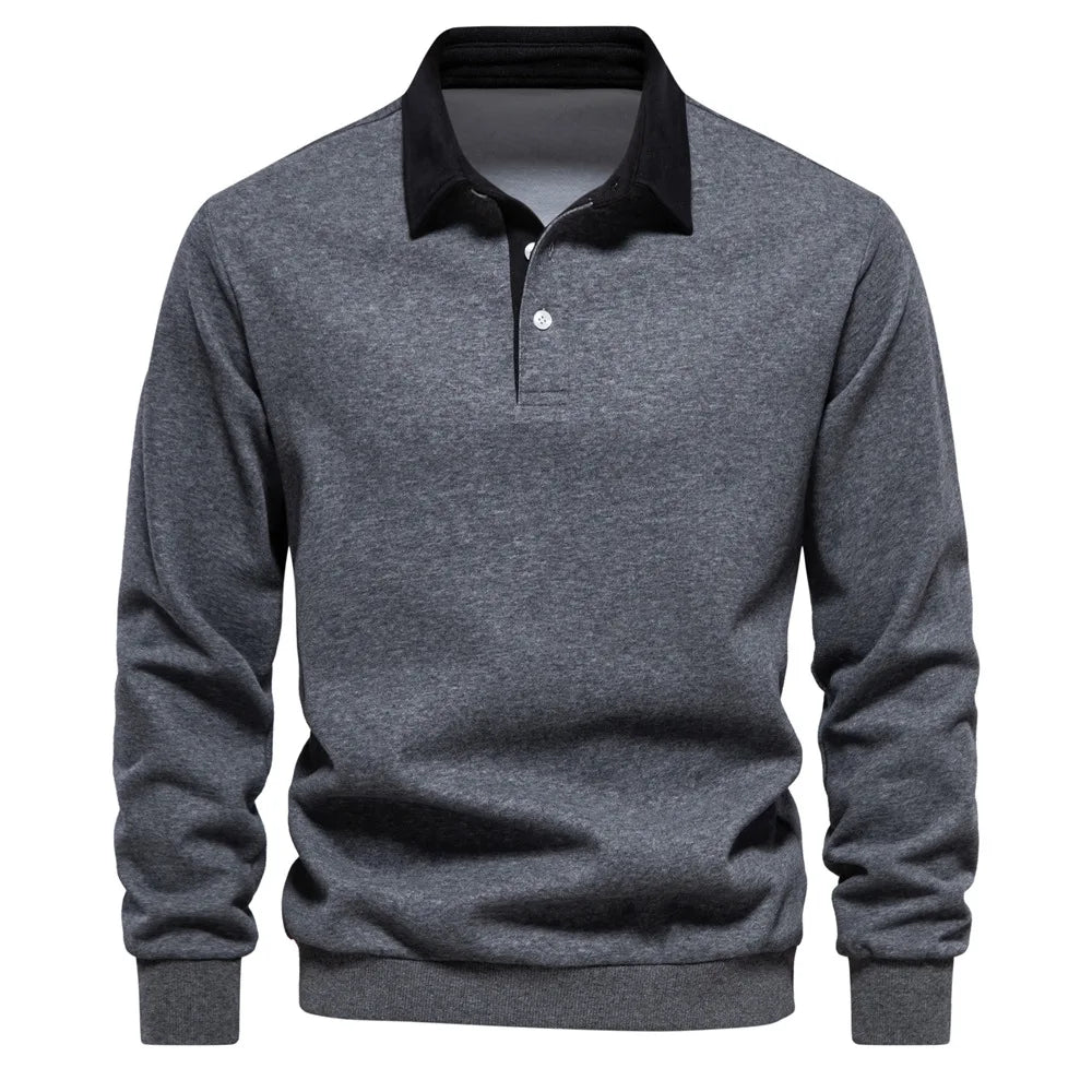 Fall Long Sleeve Polo Neck Sweatshirt