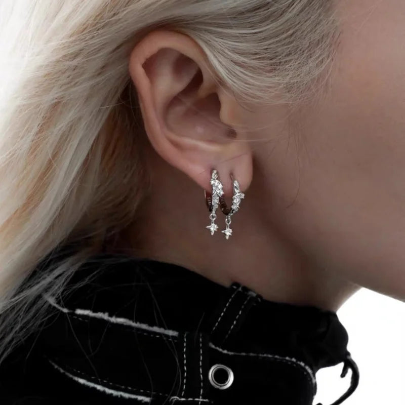 Cool Wind Zircon Ear Button Men's and Women's Earrings