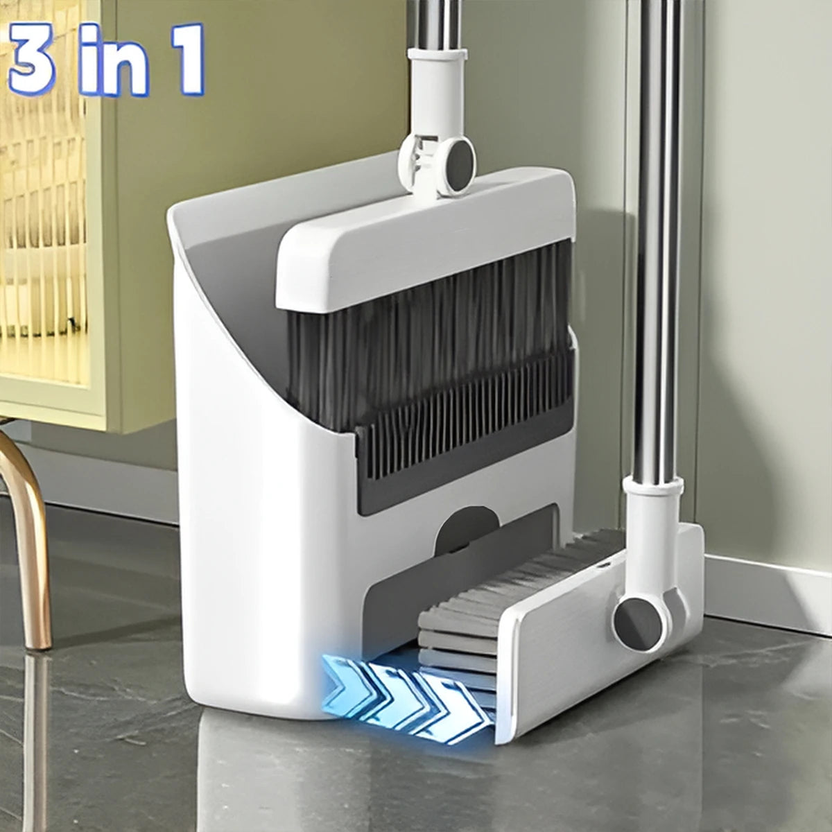 Three-in-one folding broom