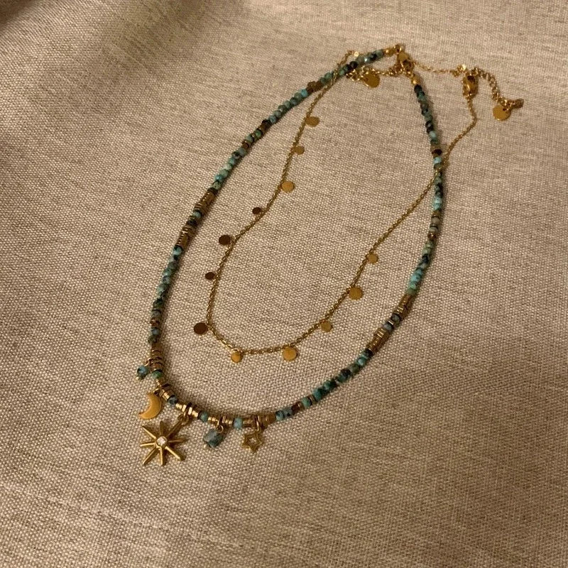 Vintage Beaded Stacked Necklace
