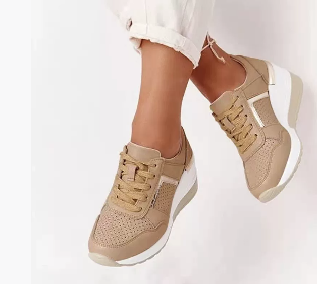 Platform Wedge Casual Shoes Lace-up Mesh Sneakers