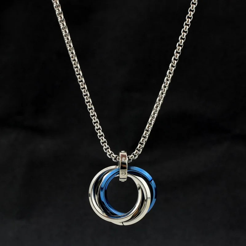 Three-ring pendant frigid titanium steel necklace