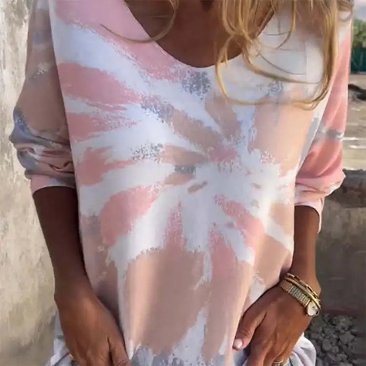 Crew neck bat long sleeve casual loose T shirt