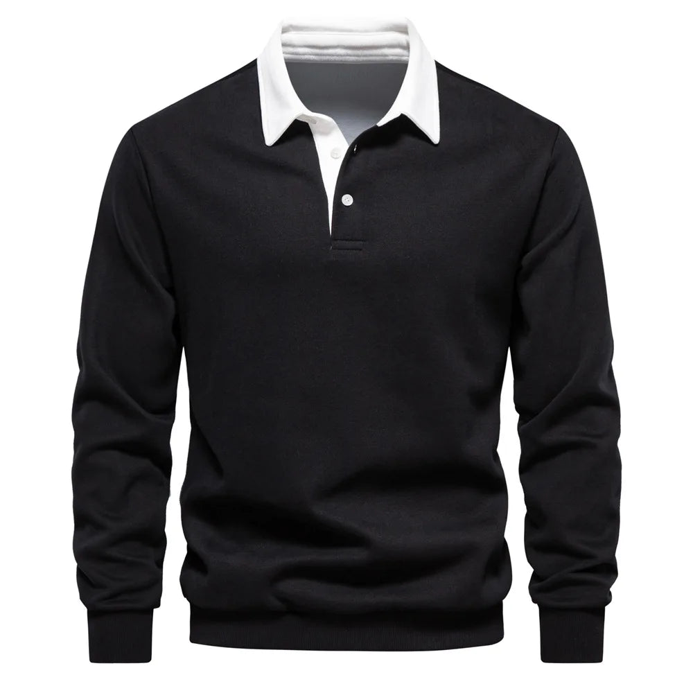 Fall Long Sleeve Polo Neck Sweatshirt