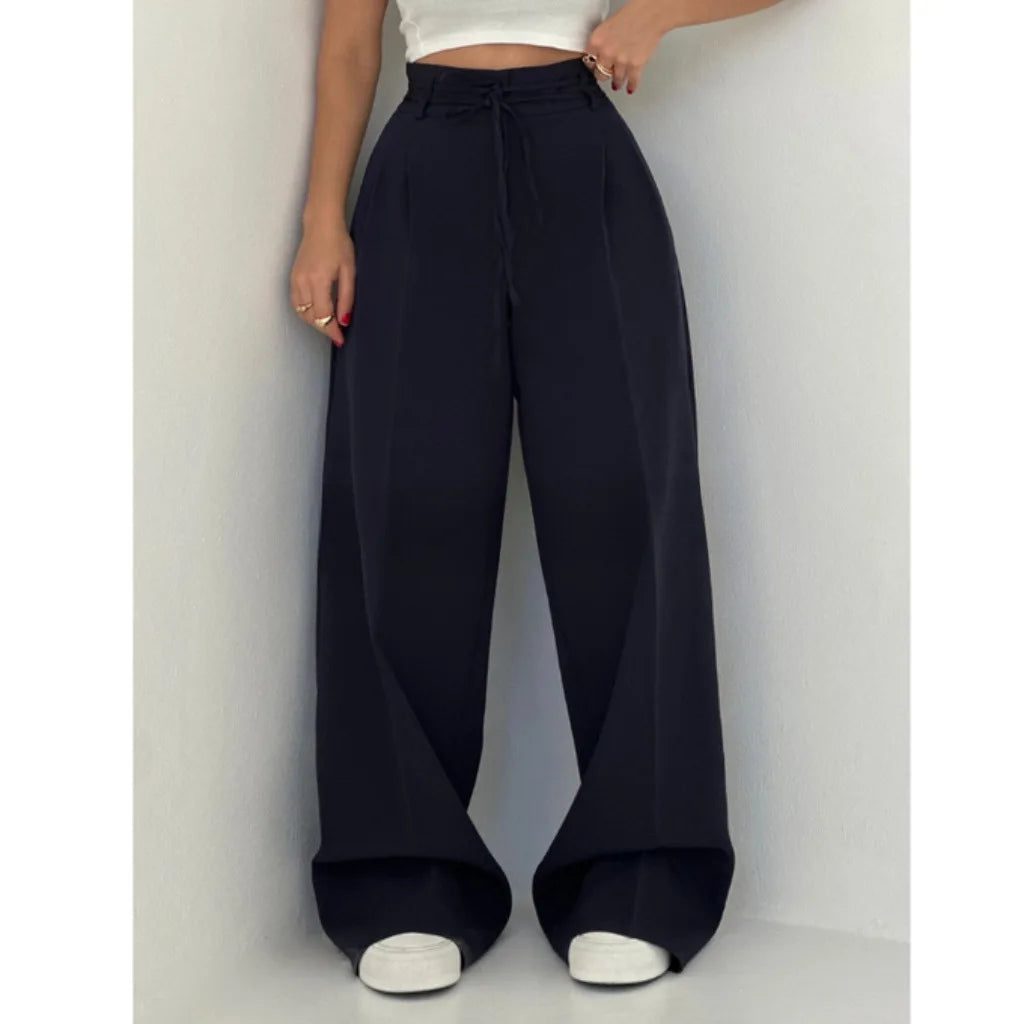 Slim Solid Fashion High Waist Pants
