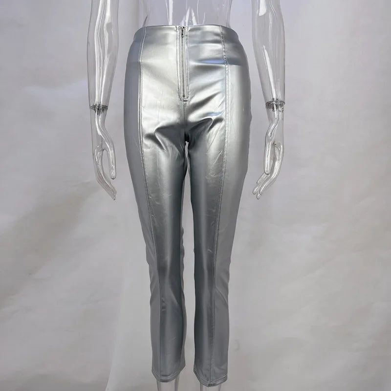 High waist, hip lifting, tight body and slimming PU leather pants for women
