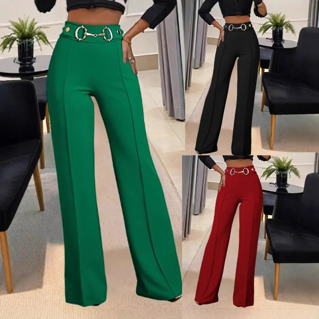 Stylish straight-leg pants in solid colors