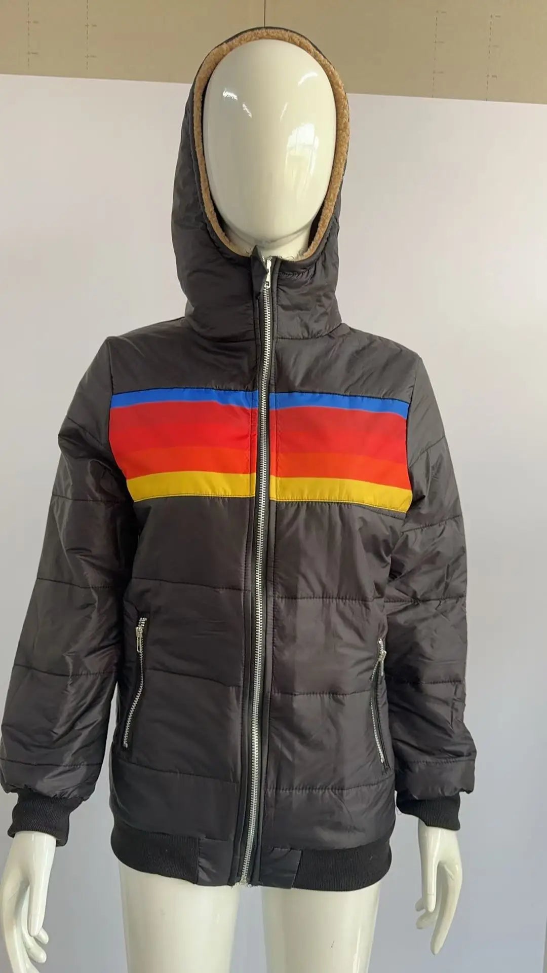 Color-blocking hooded cotton-padded women's wear in autumn and winter