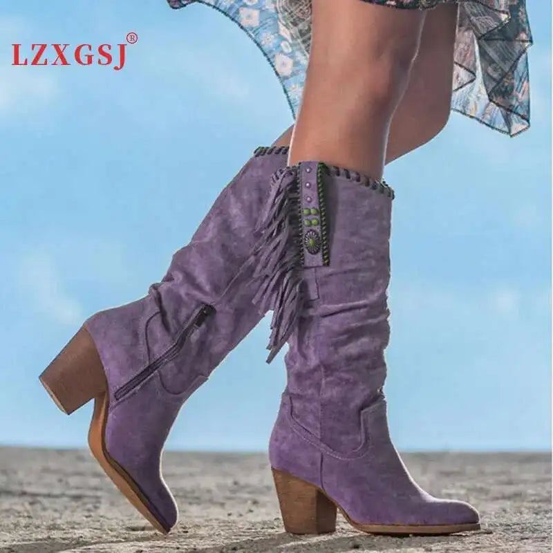 Fringed Women's Long Boots