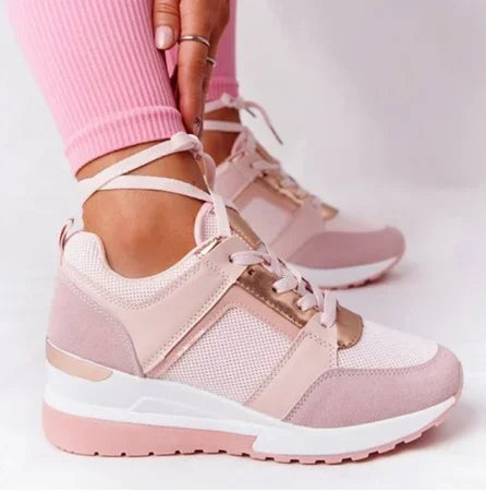 Platform Wedge Casual Shoes Lace-up Mesh Sneakers