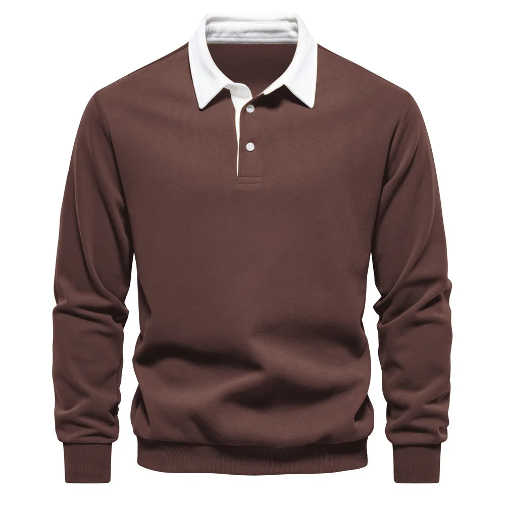 Fall Long Sleeve Polo Neck Sweatshirt