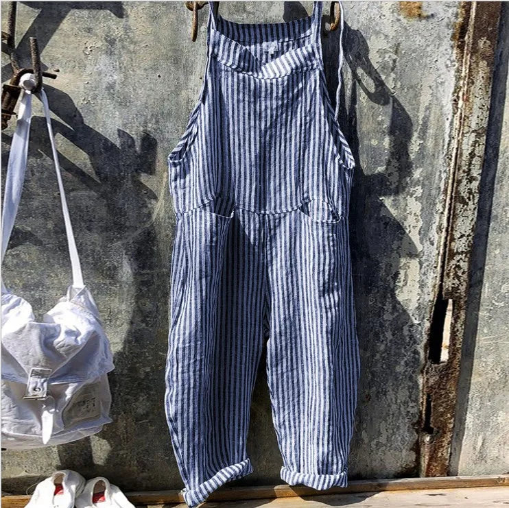 Literary casual women's cotton suspenders casual pants