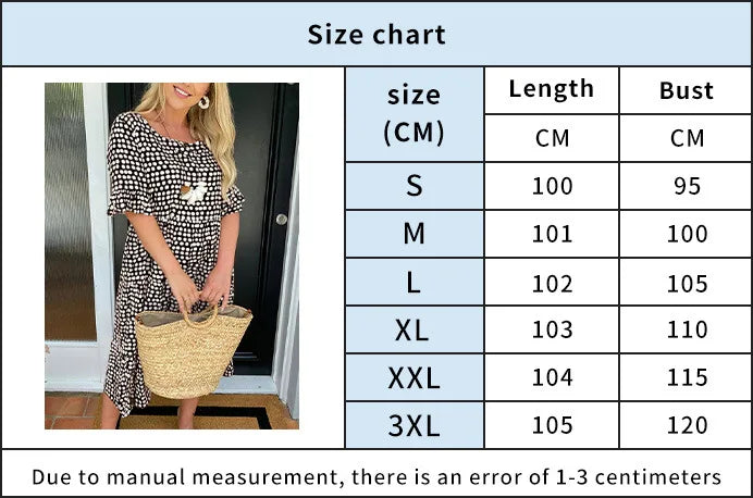 Round neck printed short-sleeved dress