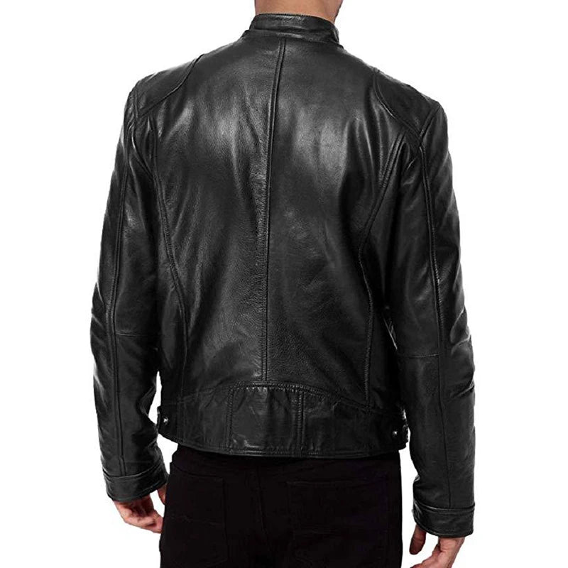 Men's Thermal Zipper Cardigan Leather Jacket