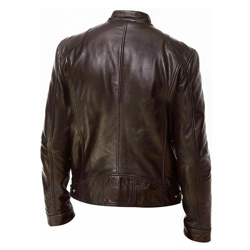 Men's Thermal Zipper Cardigan Leather Jacket