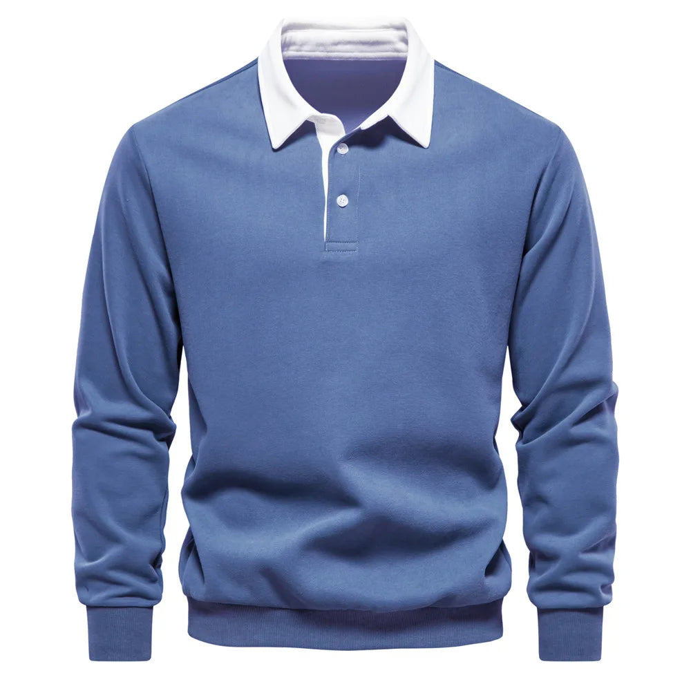 Fall Long Sleeve Polo Neck Sweatshirt