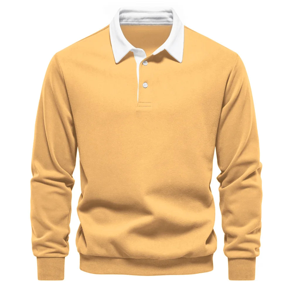 Fall Long Sleeve Polo Neck Sweatshirt