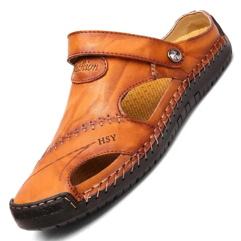 Leather Beach Shoes Casual Sandals Men's Shoes Sewn Shoes