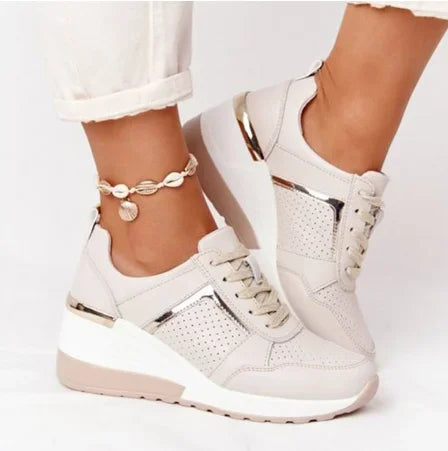 Platform Wedge Casual Shoes Lace-up Mesh Sneakers