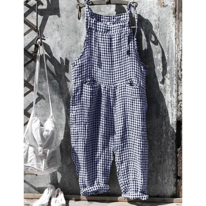 Literary casual women's cotton suspenders casual pants