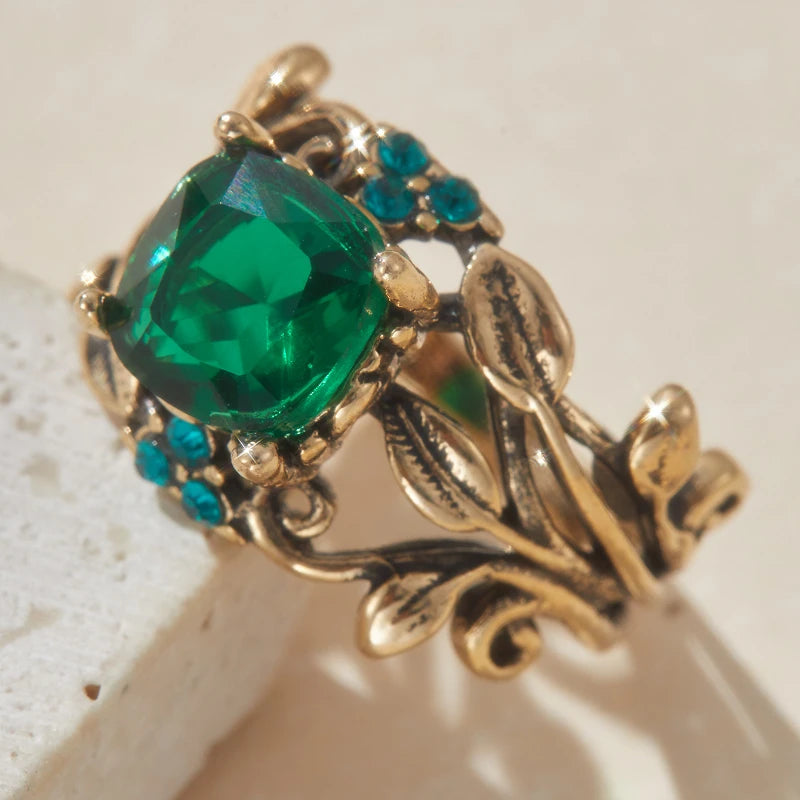 Vintage Rose Gold Vine Branch Floral Ring