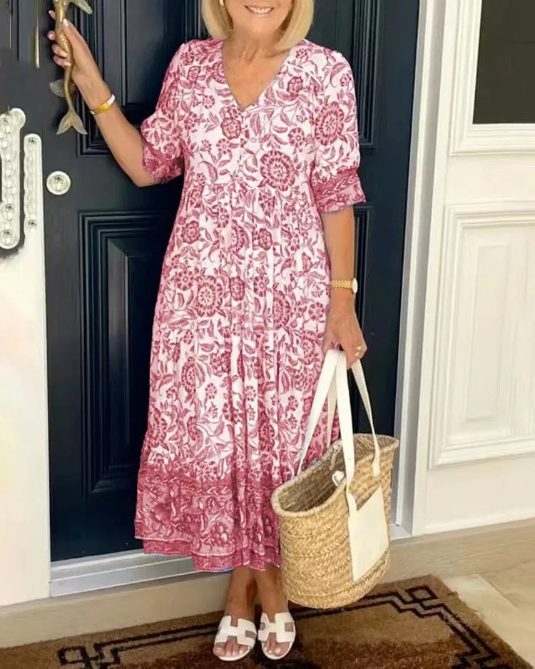 Plus Size Super Fairy V-Neck Floral Dress