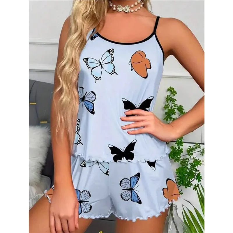 Women's Butterfly Print Pajama Set