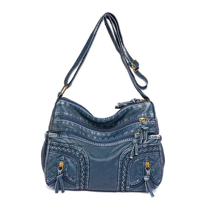 Woven large-capacity one-shoulder messenger bag for middle-aged and elderly women