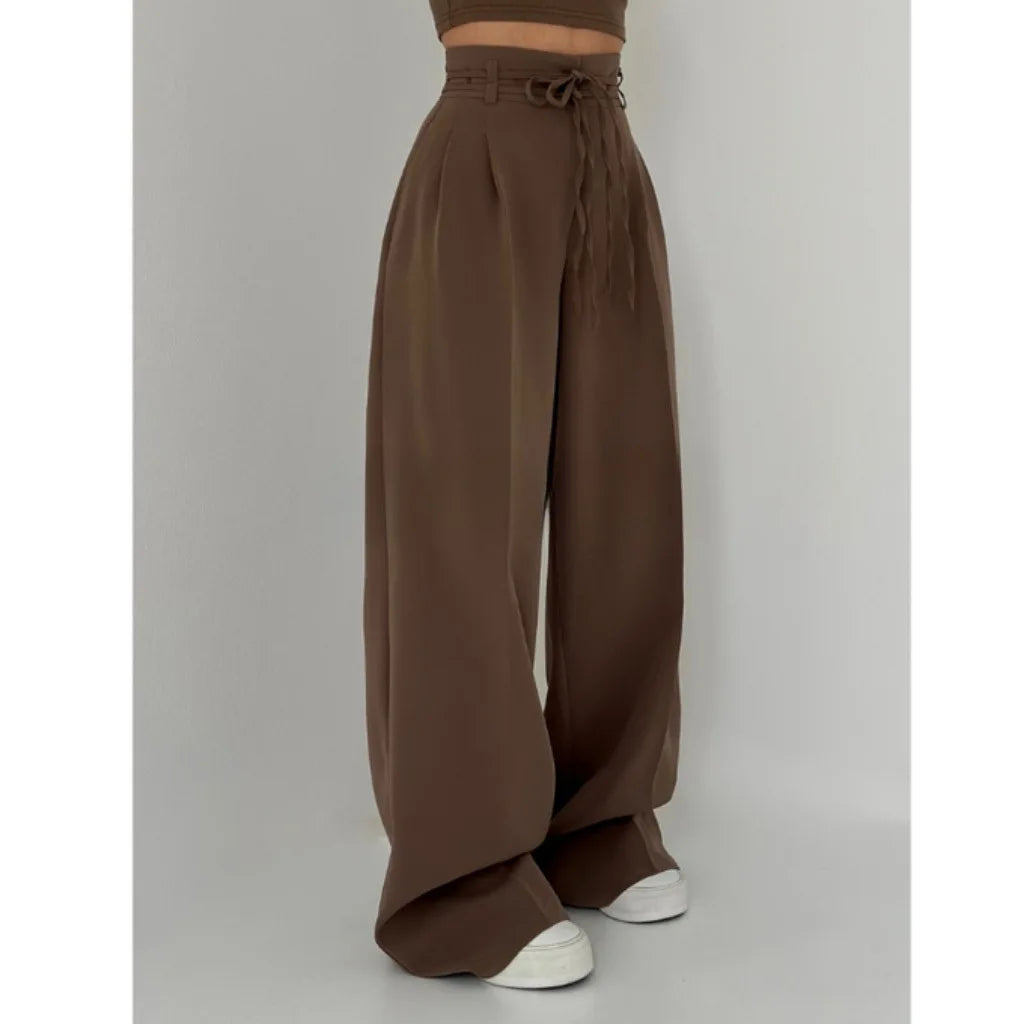 Slim Solid Fashion High Waist Pants