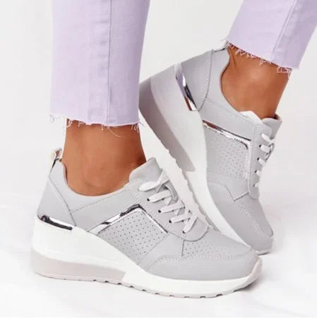 Platform Wedge Casual Shoes Lace-up Mesh Sneakers