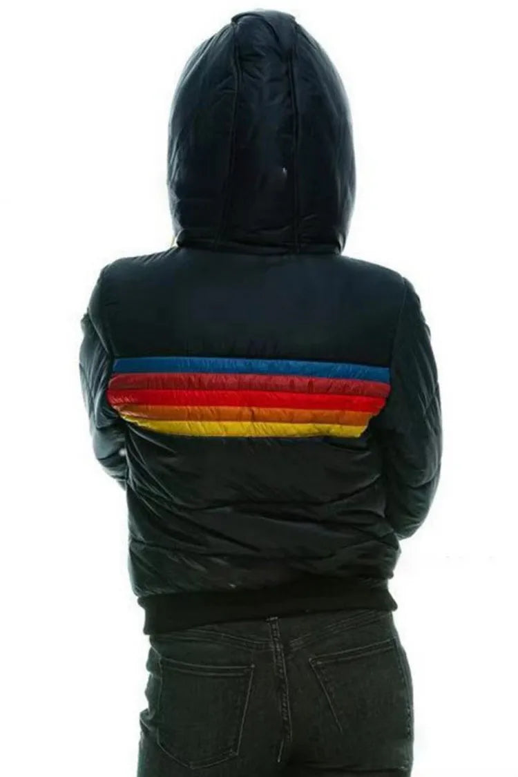 Color-blocking hooded cotton-padded women's wear in autumn and winter