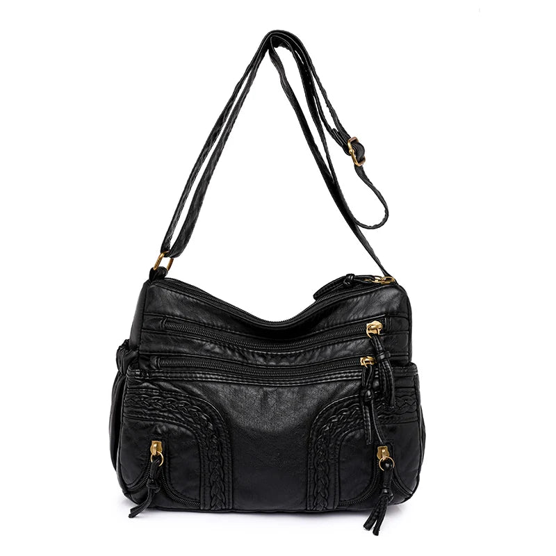 Woven large-capacity one-shoulder messenger bag for middle-aged and elderly women