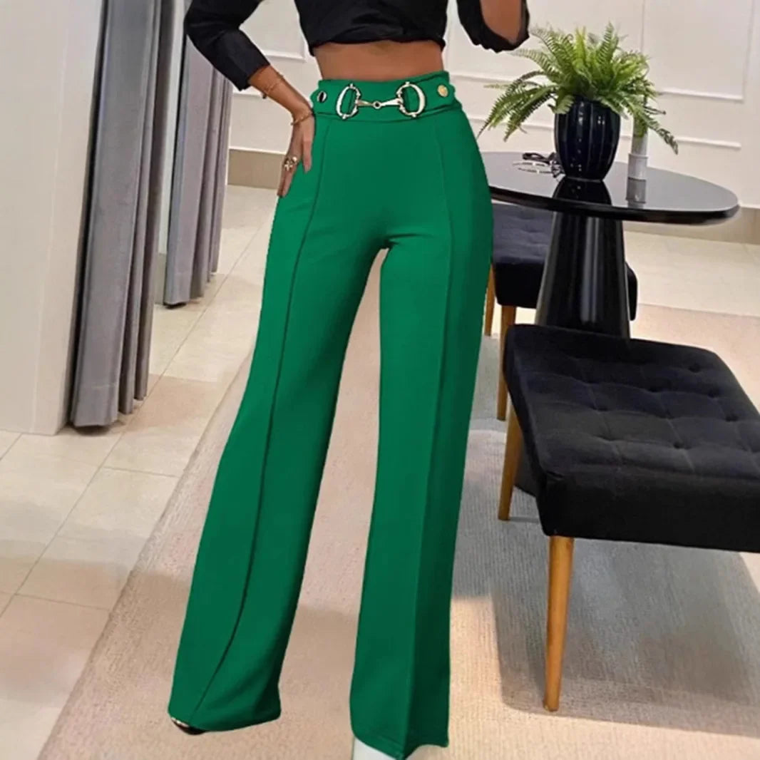 Stylish straight-leg pants in solid colors