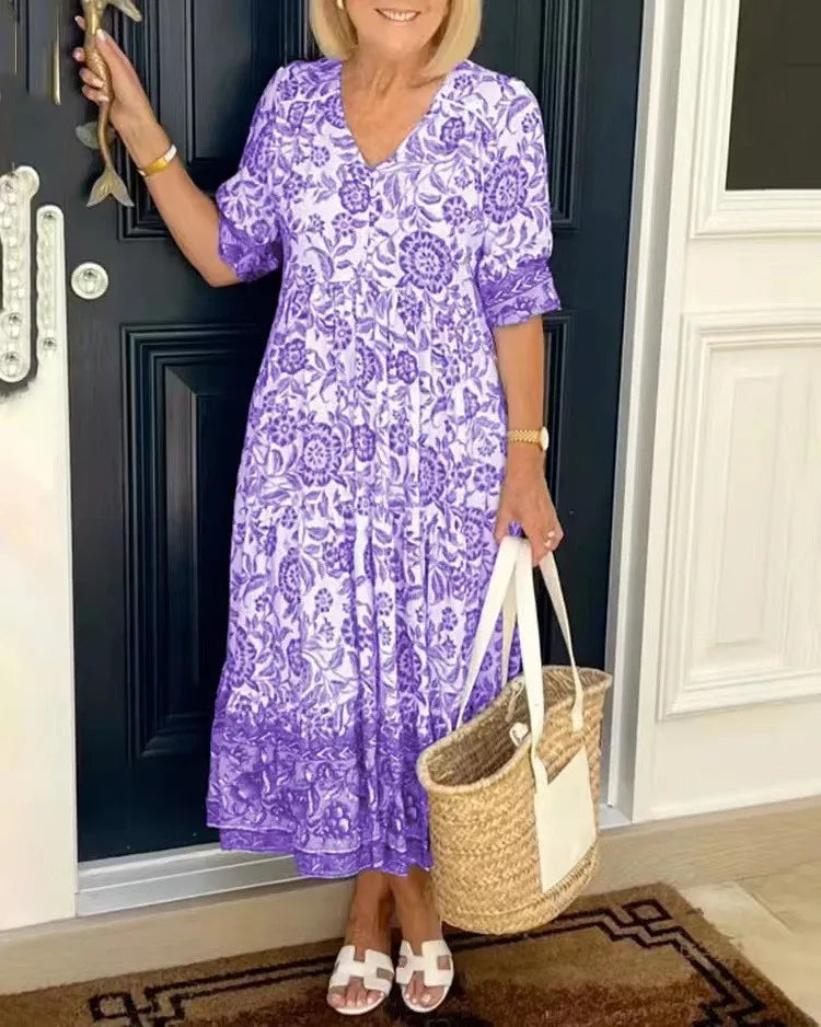 Plus Size Super Fairy V-Neck Floral Dress
