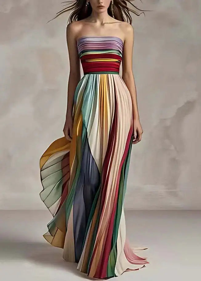 Sexy Bandeau Print Colorful Dress