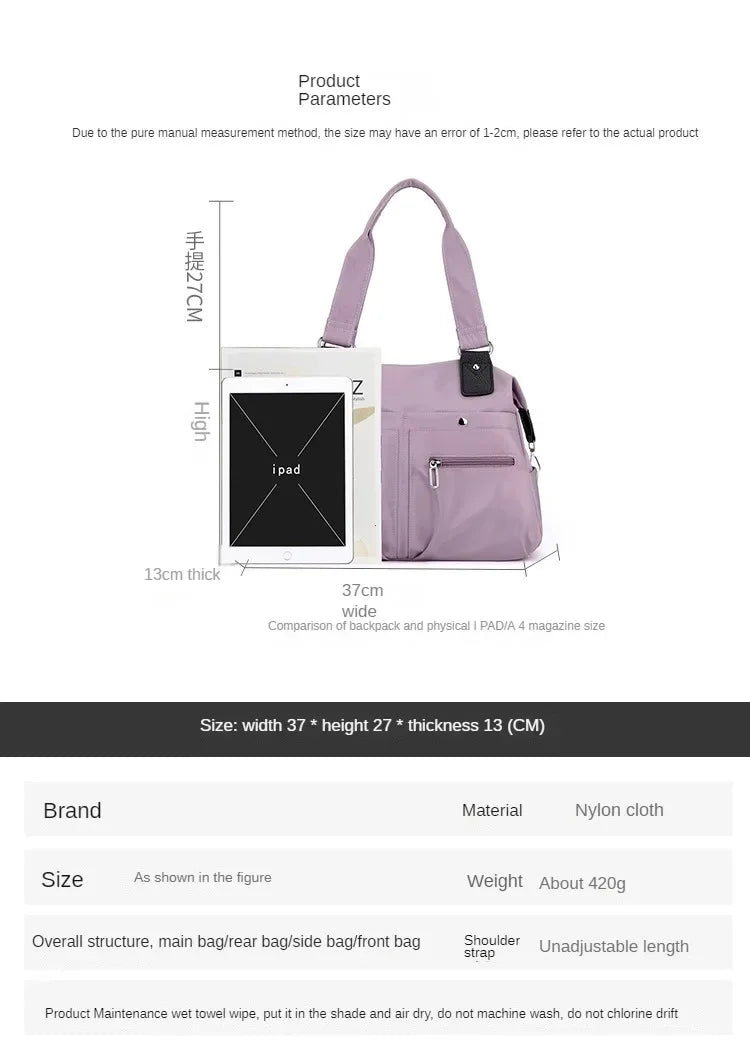Large capacity commuter shoulder canvas bag