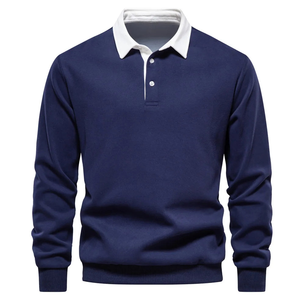 Fall Long Sleeve Polo Neck Sweatshirt