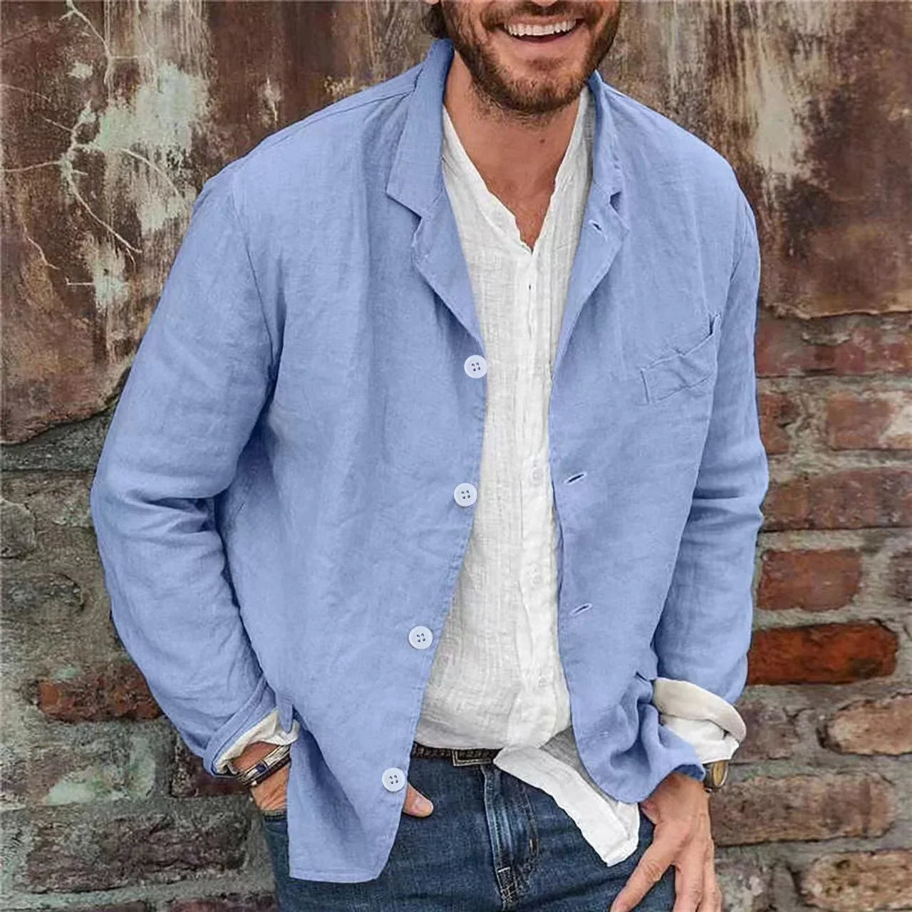 Men's Loose Simple Suit Long Sleeve Jacket