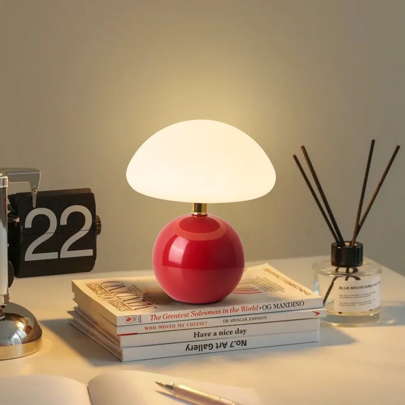 Ceramic decorative desk lamp at bedside of bedroom and room atmosphere lamp