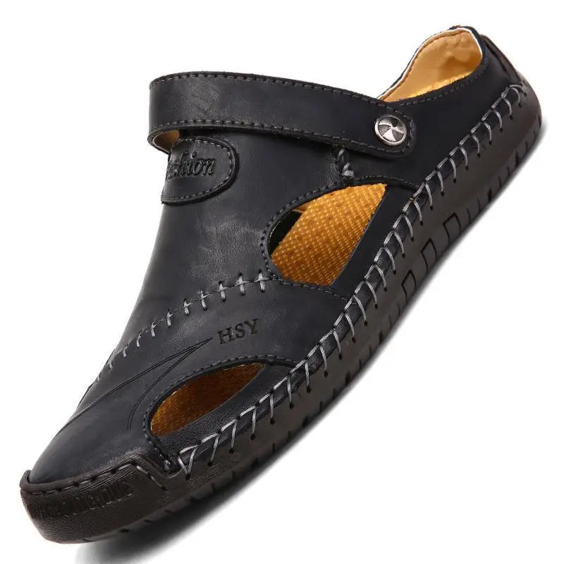 Leather Beach Shoes Casual Sandals Men's Shoes Sewn Shoes