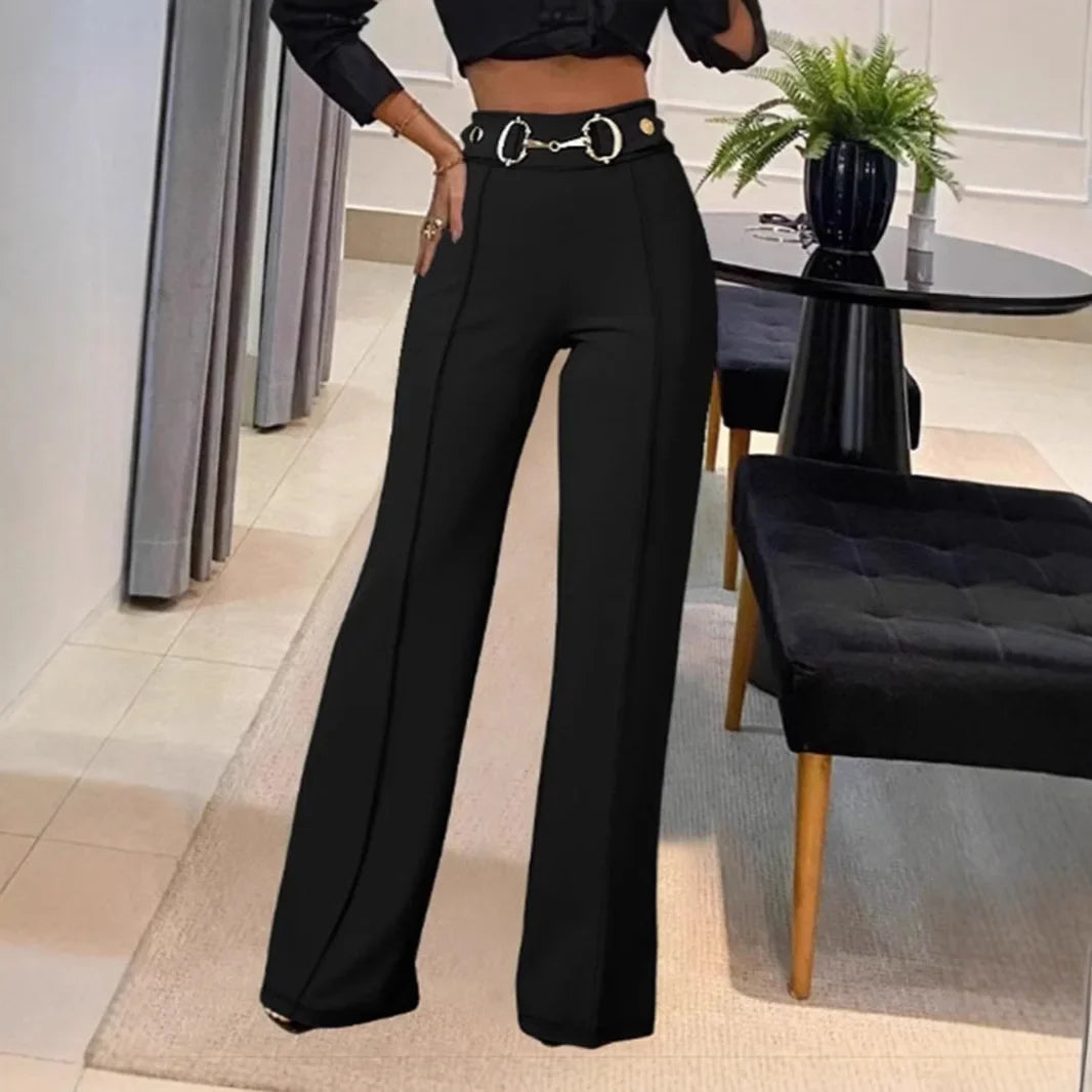 Stylish straight-leg pants in solid colors