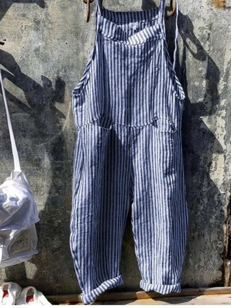 Literary casual women's cotton suspenders casual pants
