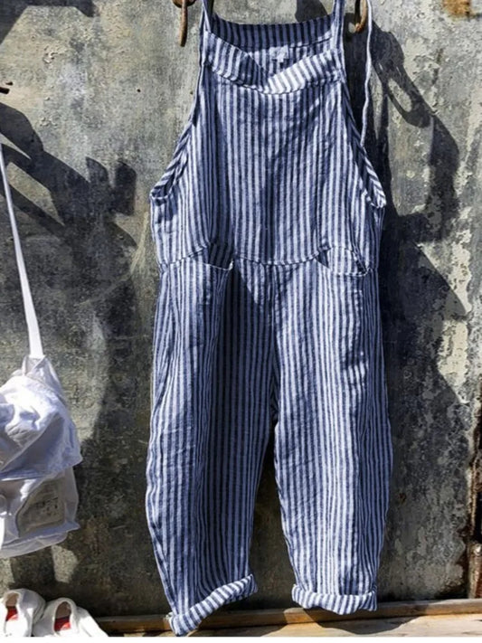 Literary casual women's cotton suspenders casual pants