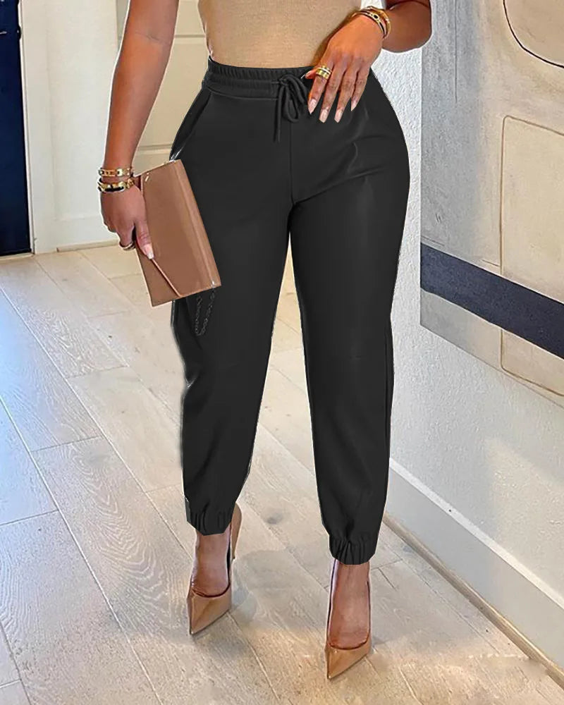 Fashion Corset Leather Pants Women
