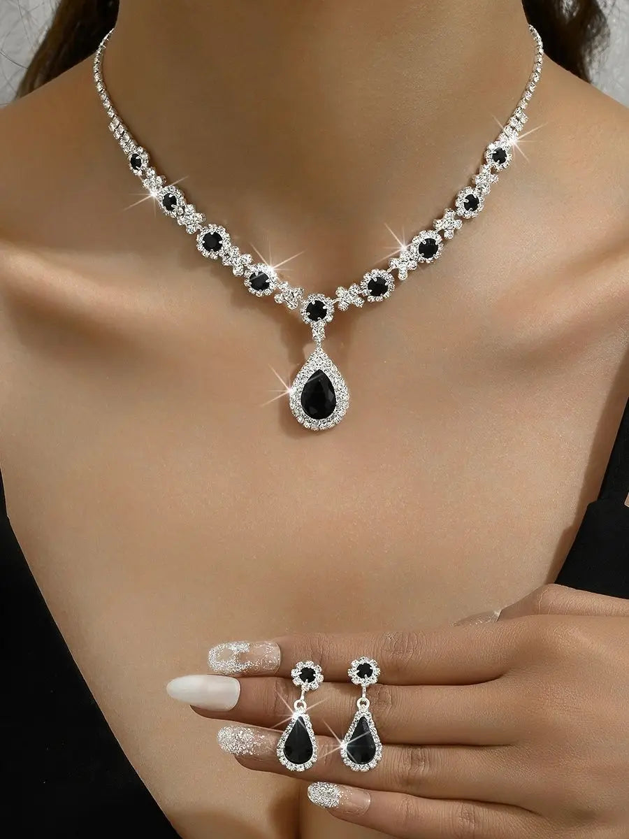 Women's Crystal Necklace and Earring Set