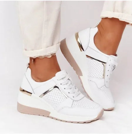 Platform Wedge Casual Shoes Lace-up Mesh Sneakers