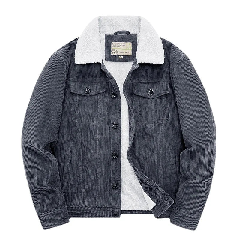 4  Winter cotton jacket with corduroy lapel
