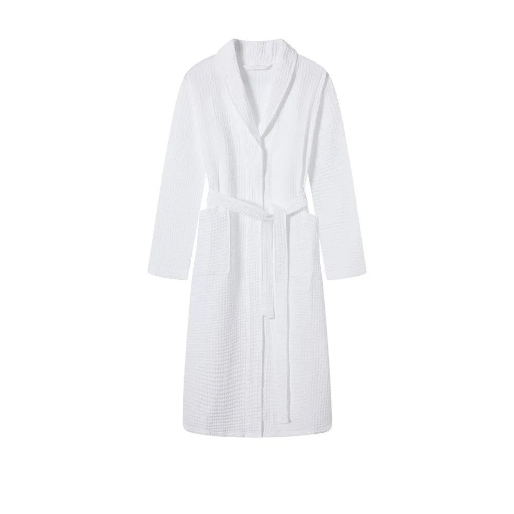 0  Cotton Bathrobe Spring/Fall Waffle Long Bathrobe