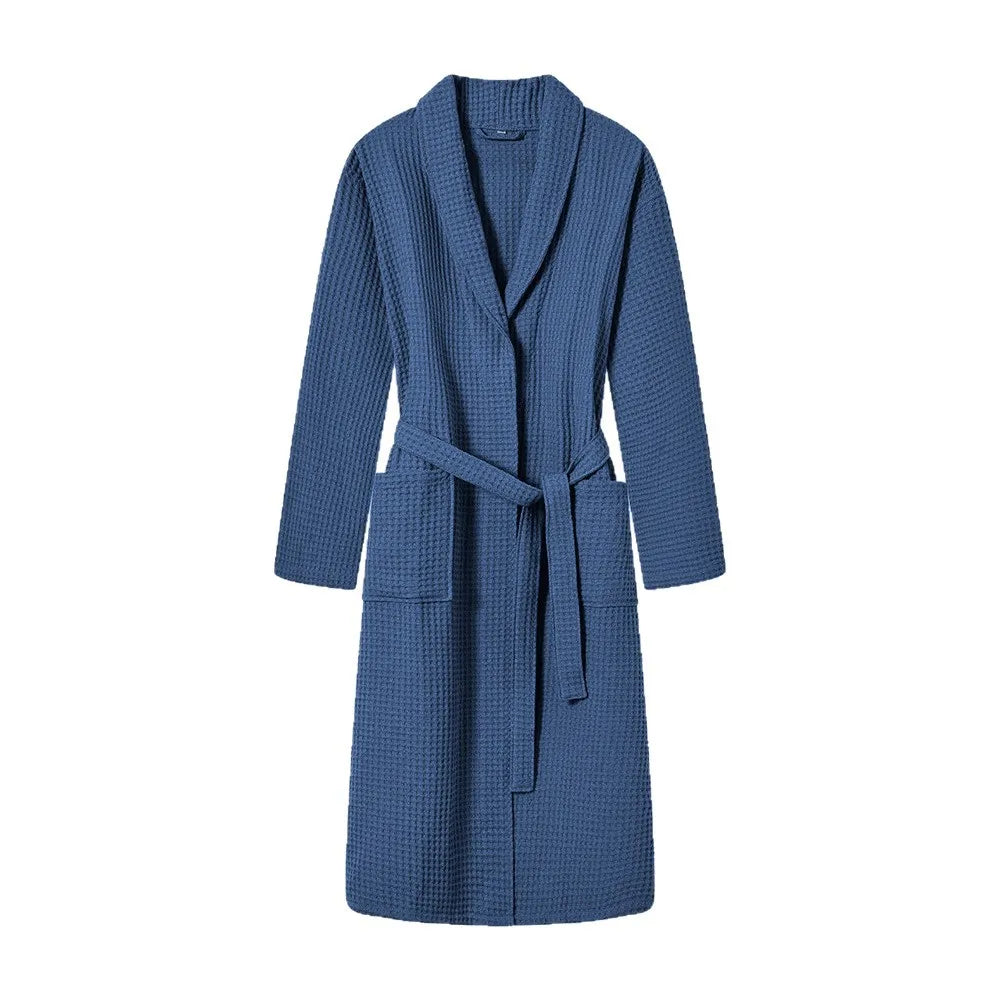 0  Cotton Bathrobe Spring/Fall Waffle Long Bathrobe