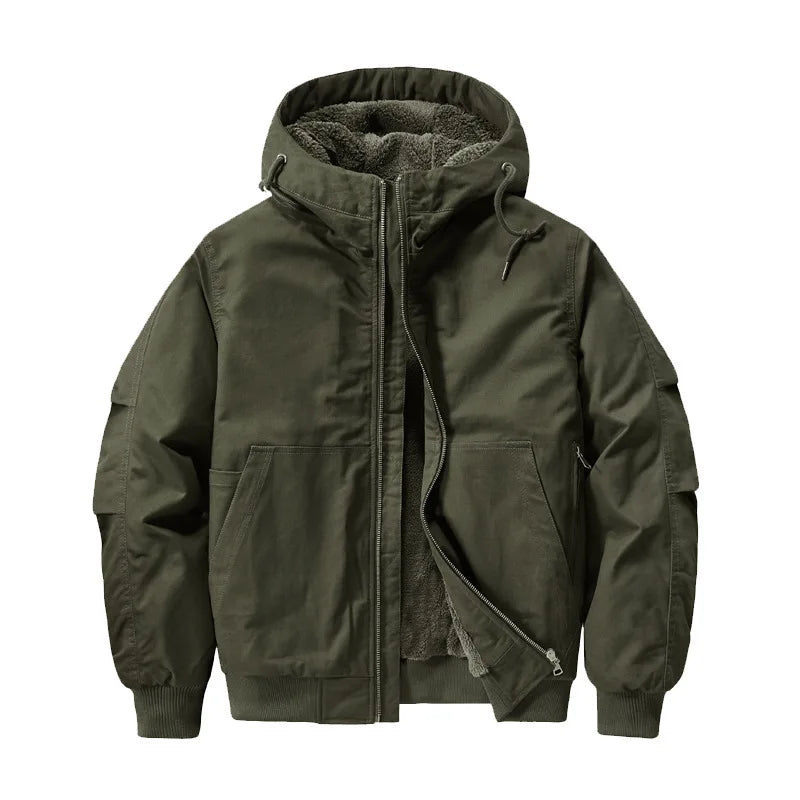 Jacket Men's cotton-padded clothes are thickened with velvet